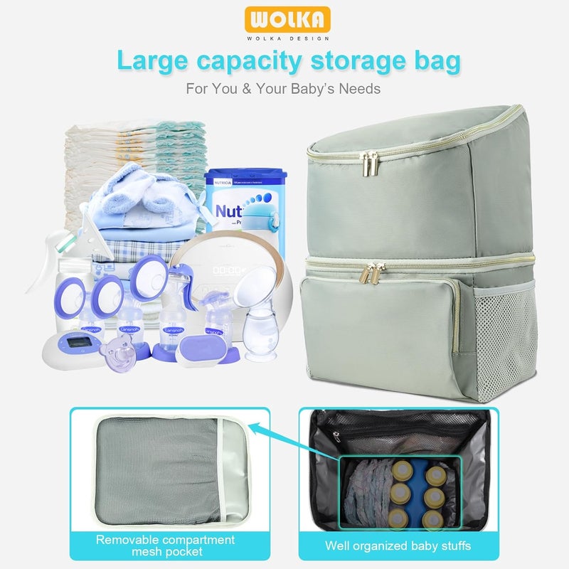 Wolka Breast Pump Bag with Insulated Compartments,Breastmilk Cooler Backpack for Spectra S1,S2 Medela - Image 3